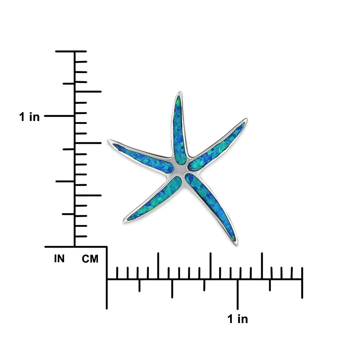 Sterling Silver Synthetic Blue Opal Starfish Pendant Necklace, 16 2" Extender