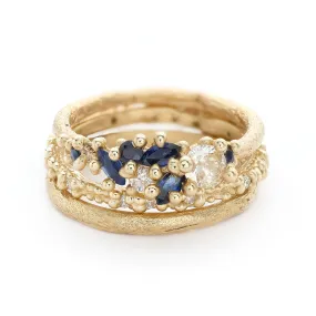 Tapering Diamond and Sapphire Ring Stack