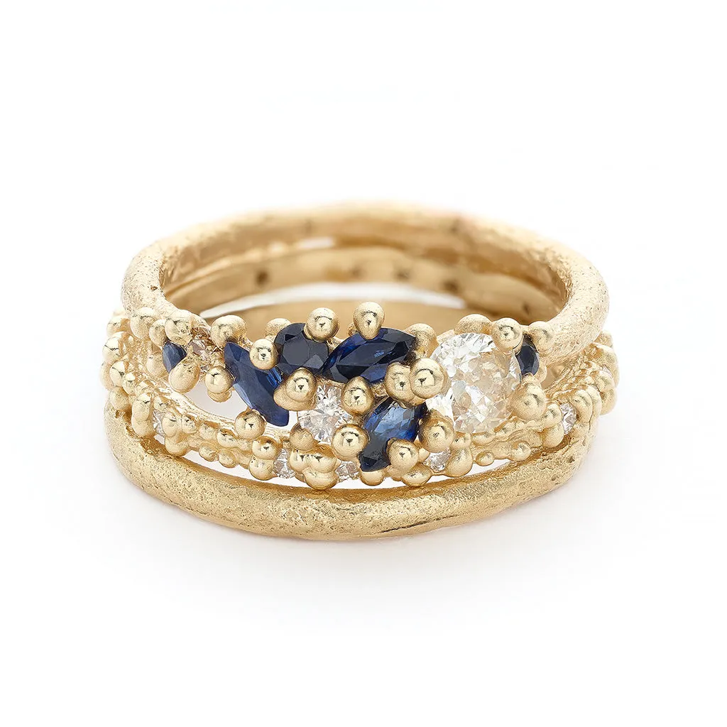 Tapering Diamond and Sapphire Ring Stack