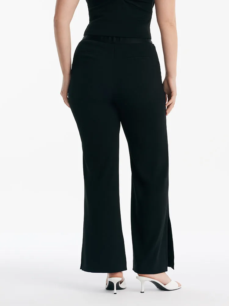 Triacetate Micro-Flared Slit Women Pants