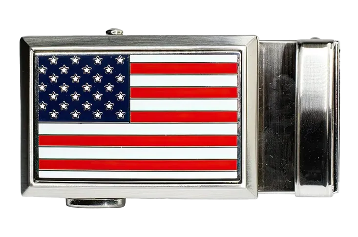 USA Flag Beveled Golf Buckle, Fits 1 3/8 Straps