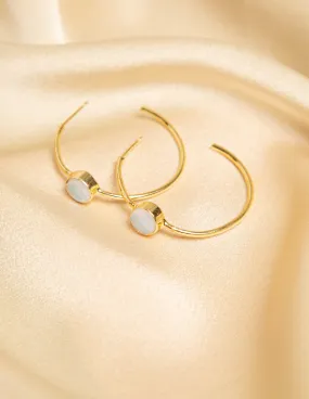 VENUS HOOP EARRINGS - WHITE GEMSTONE