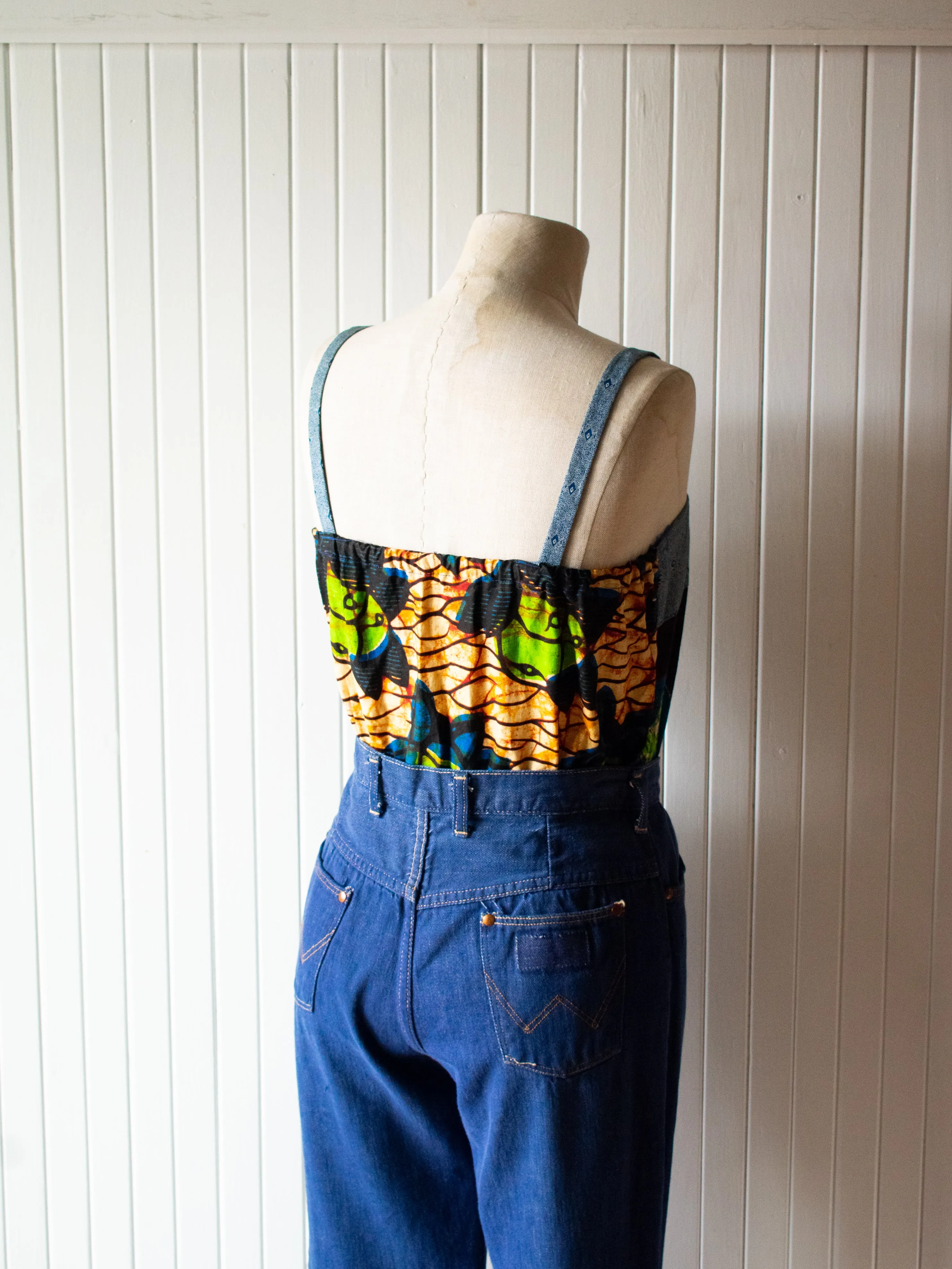 Vintage 1960s Handmade Batik Bodysuit Small