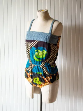 Vintage 1960s Handmade Batik Bodysuit Small