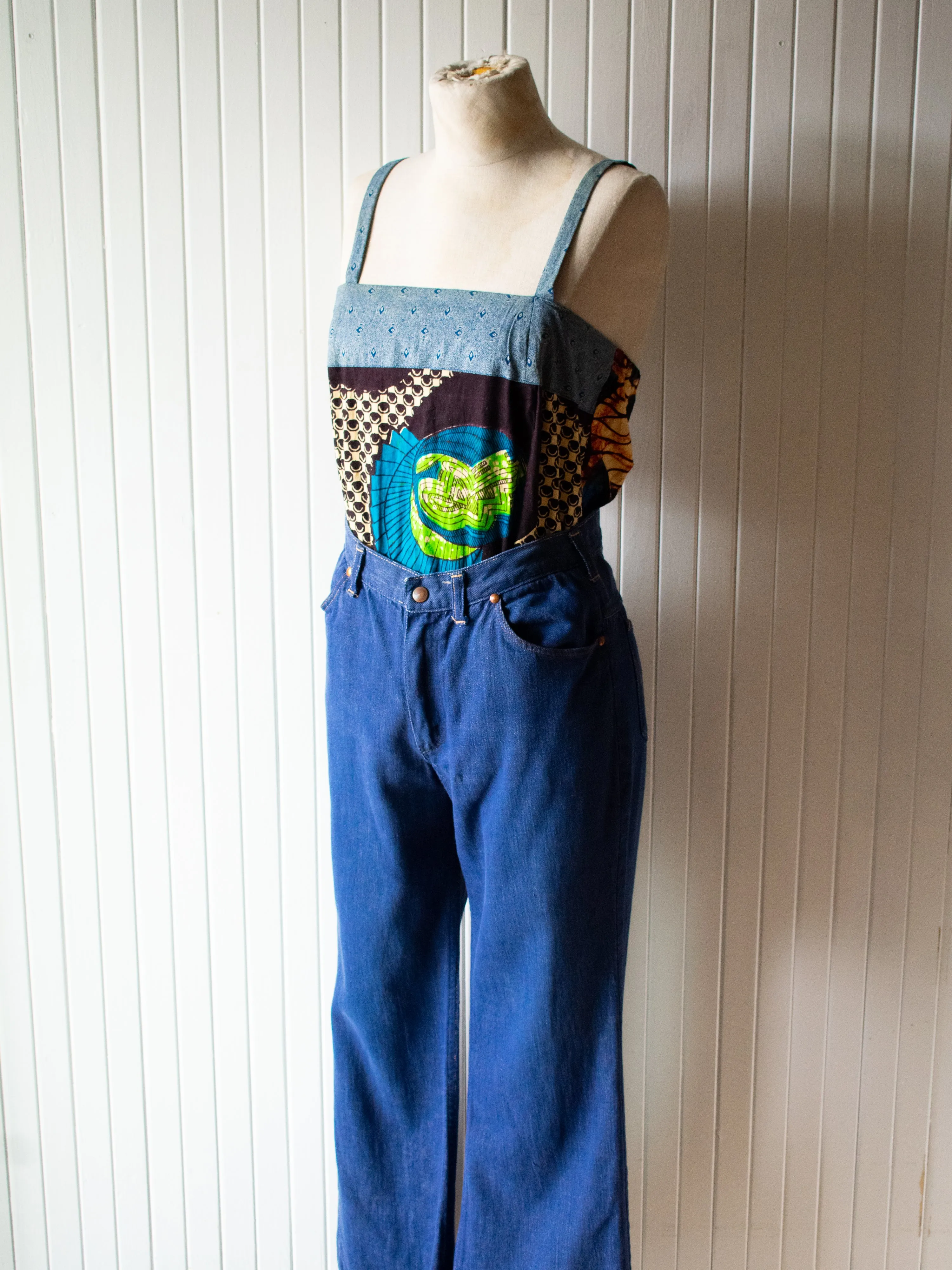 Vintage 1960s Handmade Batik Bodysuit Small