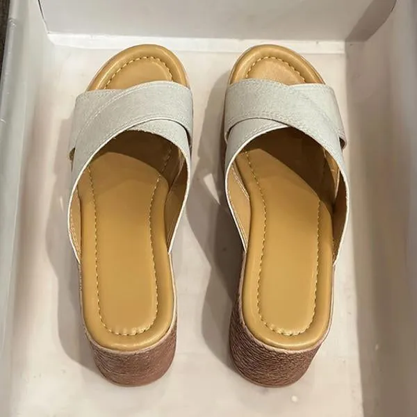 Women's Casual Cross Strap Thick Soled Slippers 29317799S