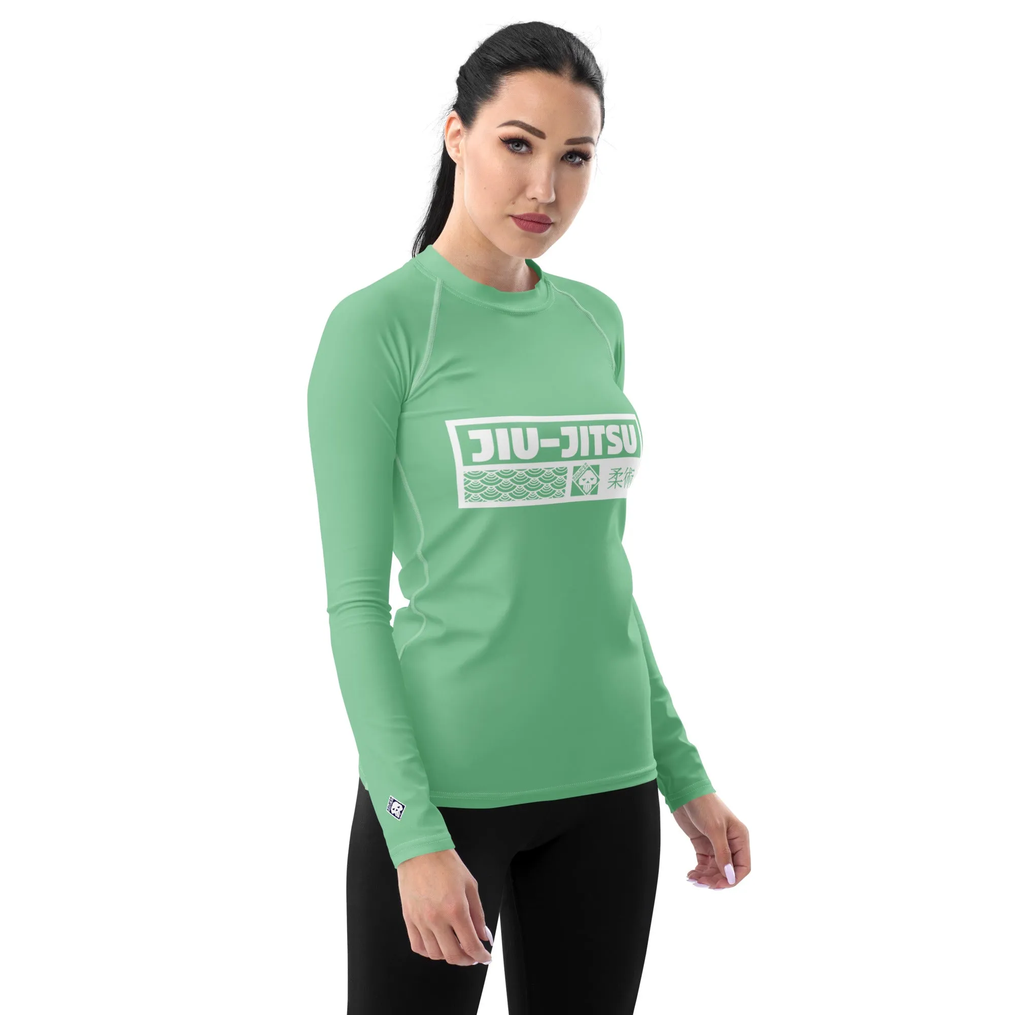 Womens Long Sleeve BJJ Rash Guard - Jiu-Jitsu 010 - Vista Blue