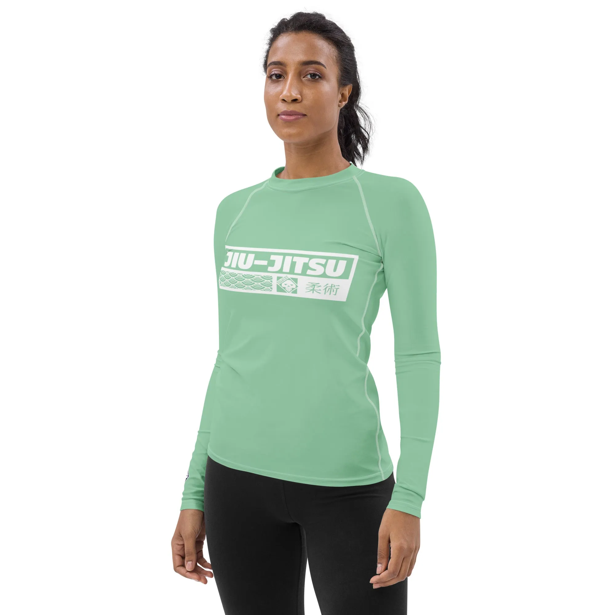 Womens Long Sleeve BJJ Rash Guard - Jiu-Jitsu 010 - Vista Blue