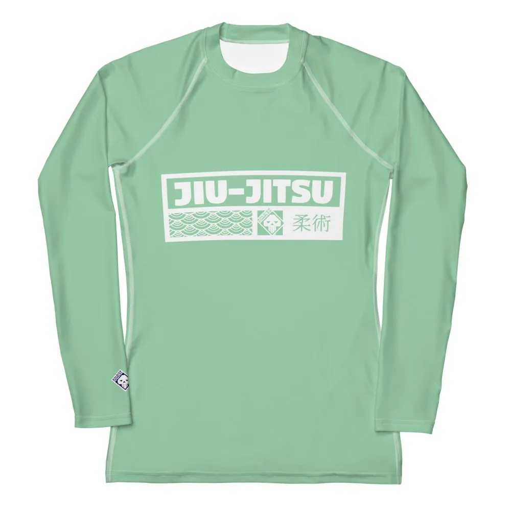 Womens Long Sleeve BJJ Rash Guard - Jiu-Jitsu 010 - Vista Blue