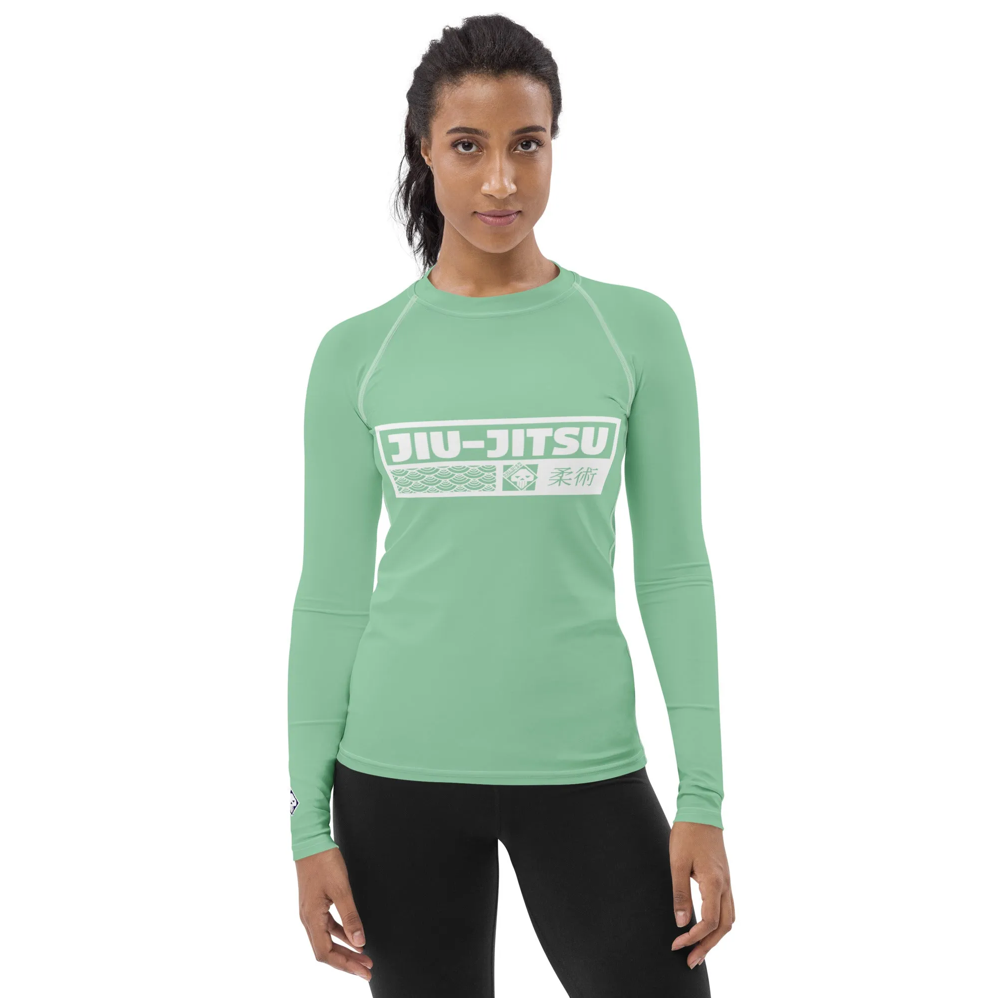 Womens Long Sleeve BJJ Rash Guard - Jiu-Jitsu 010 - Vista Blue