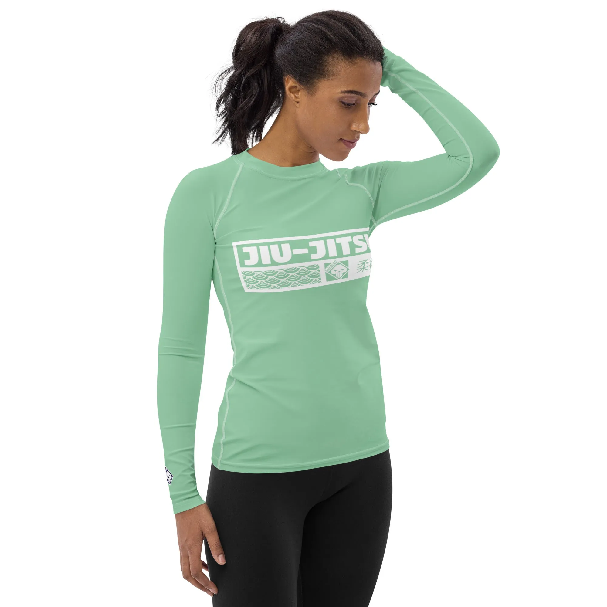 Womens Long Sleeve BJJ Rash Guard - Jiu-Jitsu 010 - Vista Blue