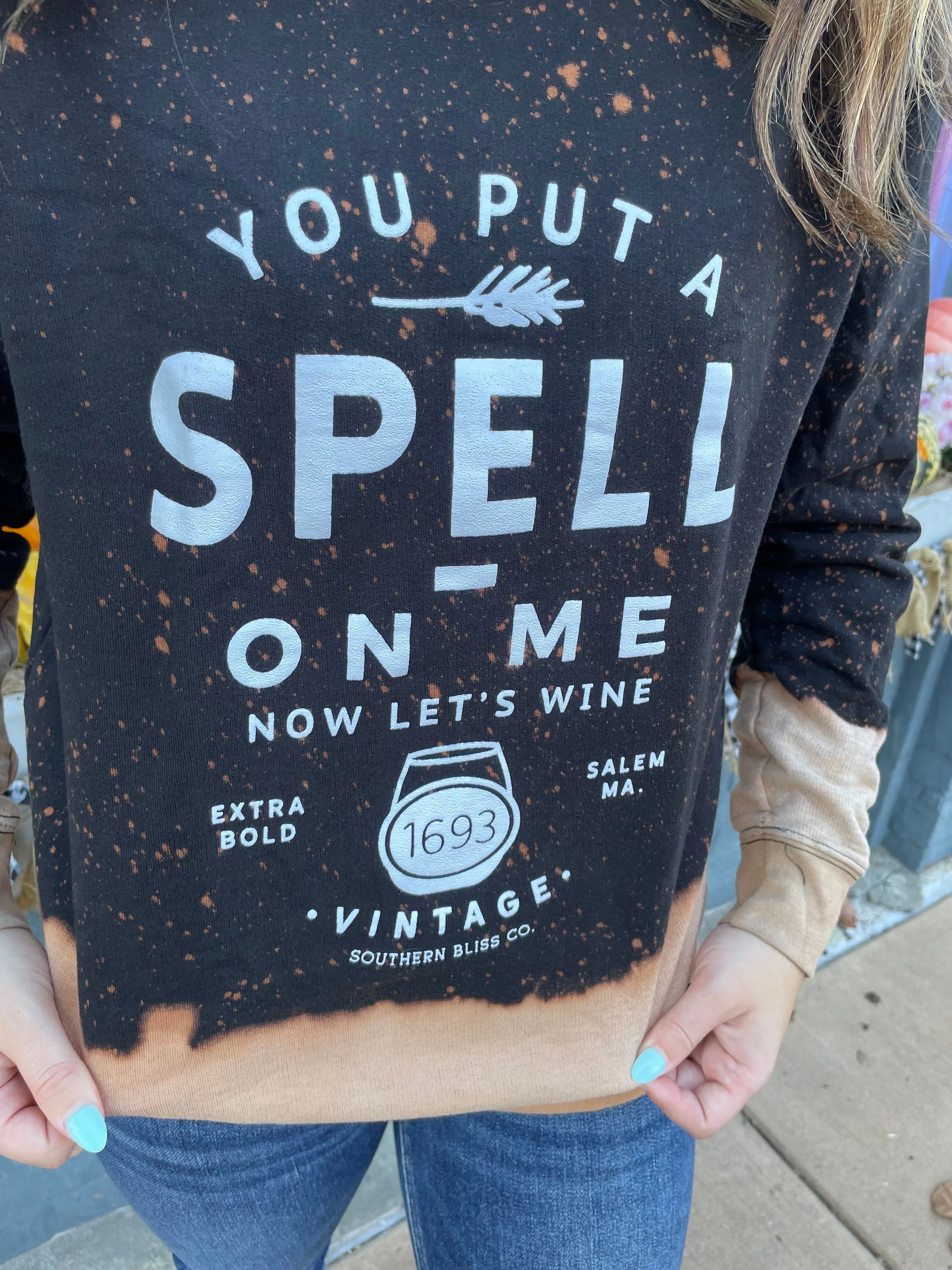 You Put a Spell on Me Bleached Black Sweatshirt