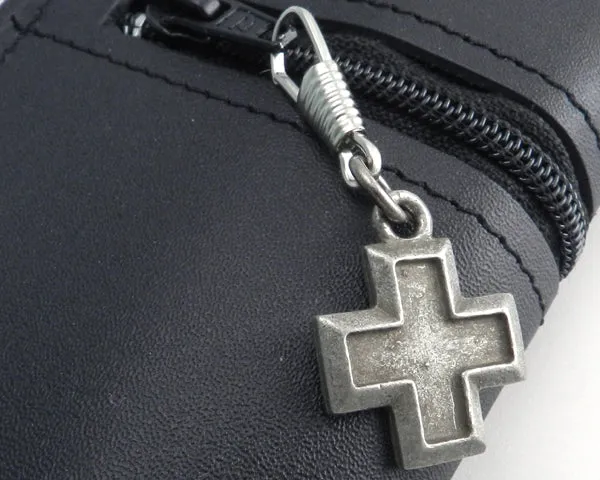 Zipper Pull with Square Cross Pewter pendant